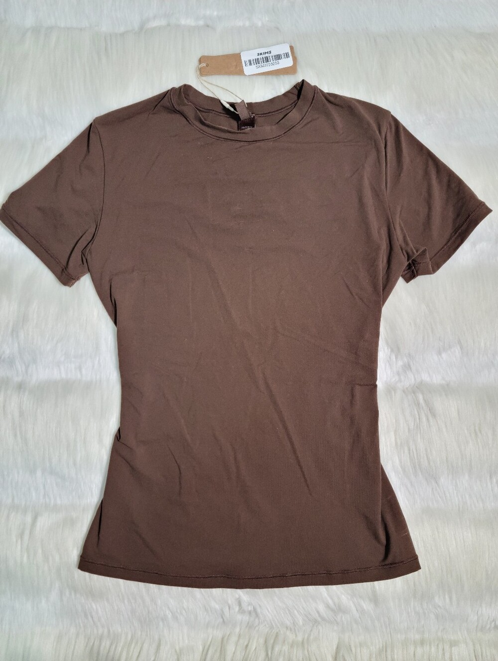 SKIMS Fits Everybody Short Sleeve T Shirt Brown Cocoa Women XS NEW